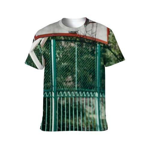 yanfind Adult Full Print T-shirts (men And Women) Wood Street School Courtyard Athlete Exercise Outdoors Web Leisure Recreation Empty Basketball