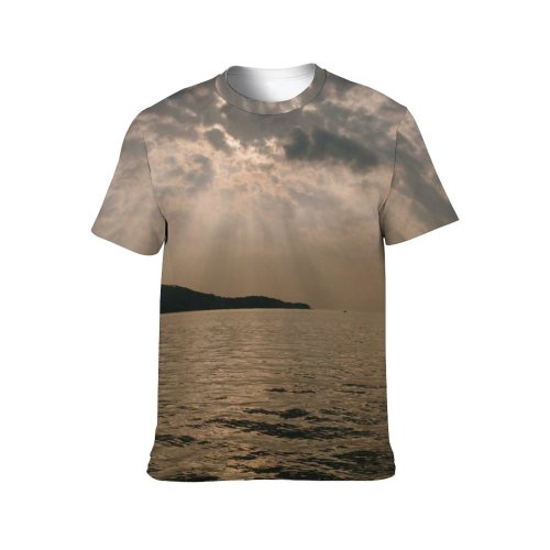 yanfind Adult Full Print T-shirts (men And Women) Sea Dawn Landscape Sunset Beach Ocean Summer Evening Travel Seascape Cloud
