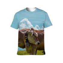 yanfind Adult Full Print T-shirts (men And Women) Field Countryside Agriculture Farm Grass Grassland Milk Bull Cow Rural Farmland Pasture