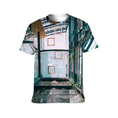 yanfind Adult Full Print T-shirts (men And Women) Architecture Balcony Commerce Contemporary Creative Daylight Decor Decoration Design Fashion Flora