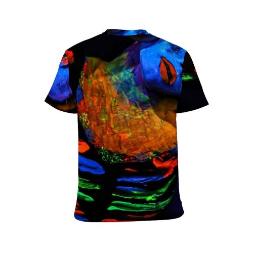 yanfind Adult Full Print T-shirts (men And Women) Dark Festival Party Abstract Portrait Fun Flame Surreal Rainbow Coloring Artistic Fluorescent
