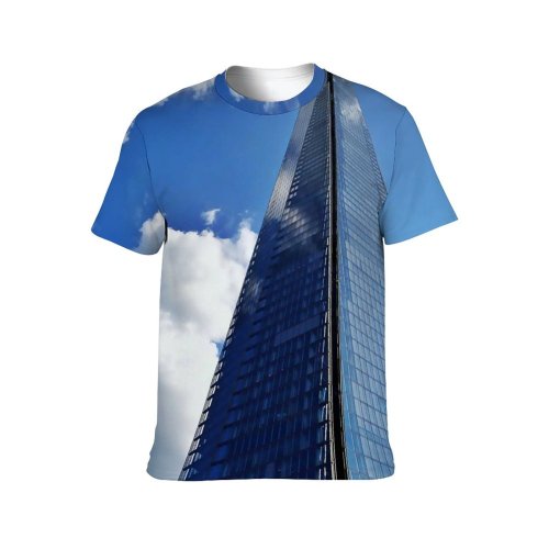 yanfind Adult Full Print T-shirts (men And Women) Architecture Building Clouds Design Futuristic Glass Items High Shot Perspective Reflections