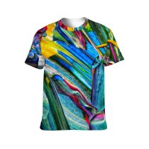yanfind Adult Full Print T-shirts (men And Women) Brush Design Creativity Craft Mess Rainbow Coloring Artistic Vibrant Acrylic Canvas Motley