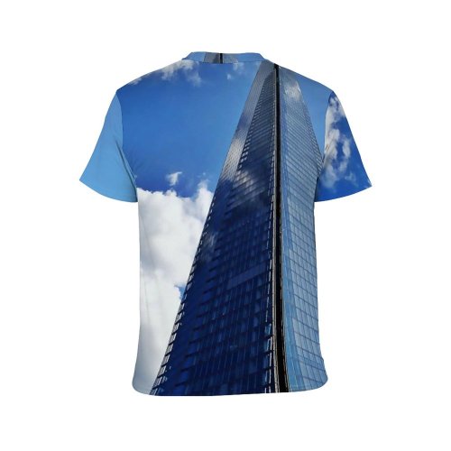 yanfind Adult Full Print T-shirts (men And Women) Architecture Building Clouds Design Futuristic Glass Items High Shot Perspective Reflections