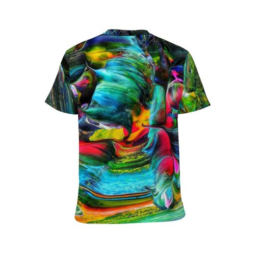 yanfind Adult Full Print T-shirts (men And Women) Design Creativity Configuration Rainbow Coloring Artistic Vibrant Stain Canvas Visuals Motley
