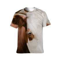 yanfind Adult Full Print T-shirts (men And Women) Countryside Agriculture Farm Grass Milk Portrait Bull Cow Rural Calf Farmland Pasture