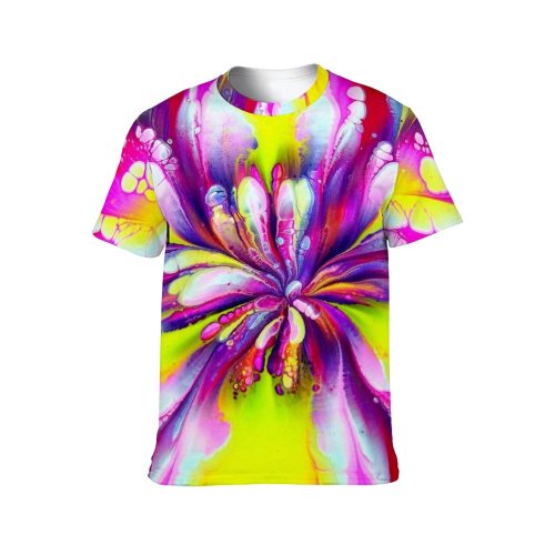yanfind Adult Full Print T-shirts (men And Women) Art Summer Abstract Design Creativity Decoration Flora Beautiful Rainbow Coloring Vibrant Petal