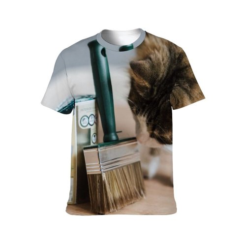 yanfind Adult Full Print T-shirts (men And Women) Apartment Art Attentive Brush Careful Casual Cat Colorful Concentrate Confident Contemporary