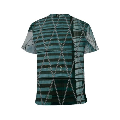 yanfind Adult Full Print T-shirts (men And Women) City Building Construction Office Architecture Window Reflection Urban Perspective