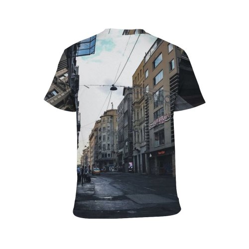 yanfind Adult Full Print T-shirts (men And Women) Light City Road Street Building Car Architecture Window Pavement Outdoors Urban Town
