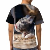 yanfind Adult Full Print T-shirts (men And Women) Dog Fur Portrait Outdoors Barn Little Hay