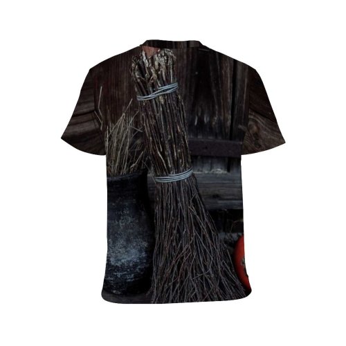 yanfind Adult Full Print T-shirts (men And Women) Autumn Dark Door Halloween October Pumpkins Rustic Seasonal Spooky Still Trick