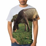 yanfind Adult Full Print T-shirts (men And Women) Field Agriculture Farm Grass Grassland Milk Bull Rural Farmland Pasture Cattle