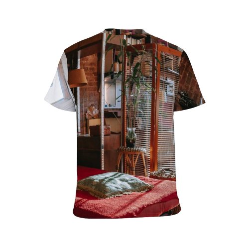 yanfind Adult Full Print T-shirts (men And Women) Apartment Bed Bedroom Blanket Brick Wall Calm Carpet Chair Comfort Cozy Cupboard