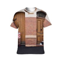 yanfind Adult Full Print T-shirts (men And Women) Architecture Boys Brick Wall Bricks Brother Brothers Building Children Depressed Door Doorway