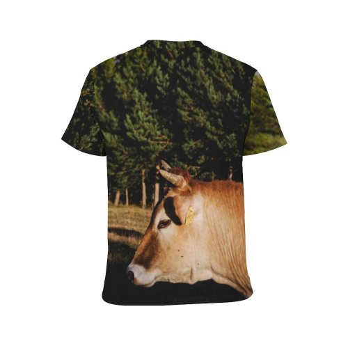 yanfind Adult Full Print T-shirts (men And Women) Landscape Countryside Agriculture Farm Grass Tree Travel Outdoors Bull Cow Rural Wildlife