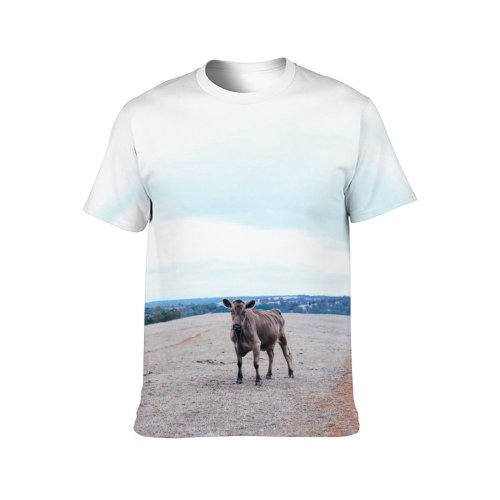 yanfind Adult Full Print T-shirts (men And Women) Landscape Beach Sand Field Summer Desert Farm Grass Travel Cow Rural Cattle