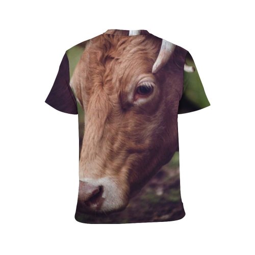 yanfind Adult Full Print T-shirts (men And Women) Bull Cattle Cow Horns Pasture