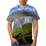 yanfind Adult Full Print T-shirts (men And Women) Cliff Daylight Flow Grass Landscape Exposure Outdoors Rainbow Rapids River Rocks