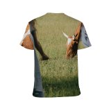 yanfind Adult Full Print T-shirts (men And Women) Cattle Cow Dairy Farm Farmland Field From Behind Landscape Lawn Meadow Outdoors