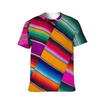yanfind Adult Full Print T-shirts (men And Women) Fashion Texture Design Fabric Wool Handmade Blanket Rainbow Scarf Cotton Yarn Stripe