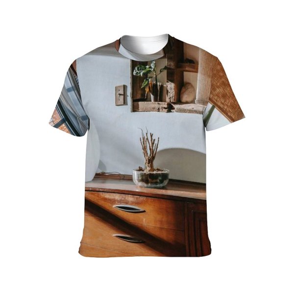 yanfind Adult Full Print T-shirts (men And Women) Accommodation Apartment Art Cabinet Calm Carpet Classic Comfort Condominium Cozy Curtain Daylight