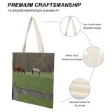 yanfind Great Martin Canvas Tote Bag Double Field Grassland Outdoors Horse Countryside Farm Rural Grazing Meadow Pasture Ranch Tent white-style1 38×41cm