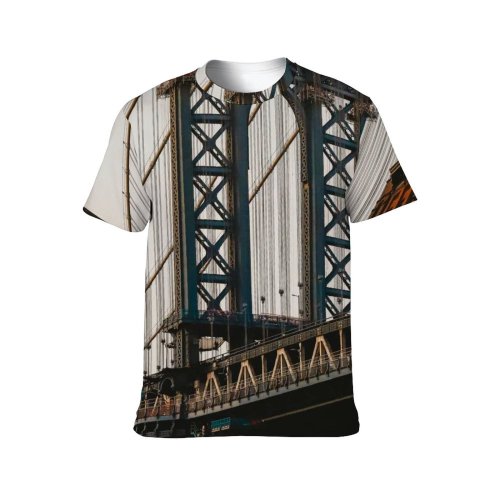 yanfind Adult Full Print T-shirts (men And Women) Aged America Arched Architecture Brooklyn Building Bust City Cloudless Construction Space