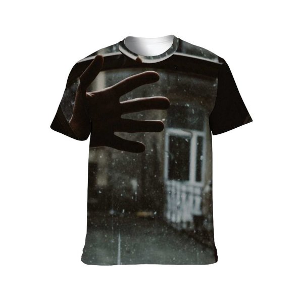 yanfind Adult Full Print T-shirts (men And Women) Aged Anonymous Conceptual Space Creepy Faceless Glass Old Building Outlines Vintage Window