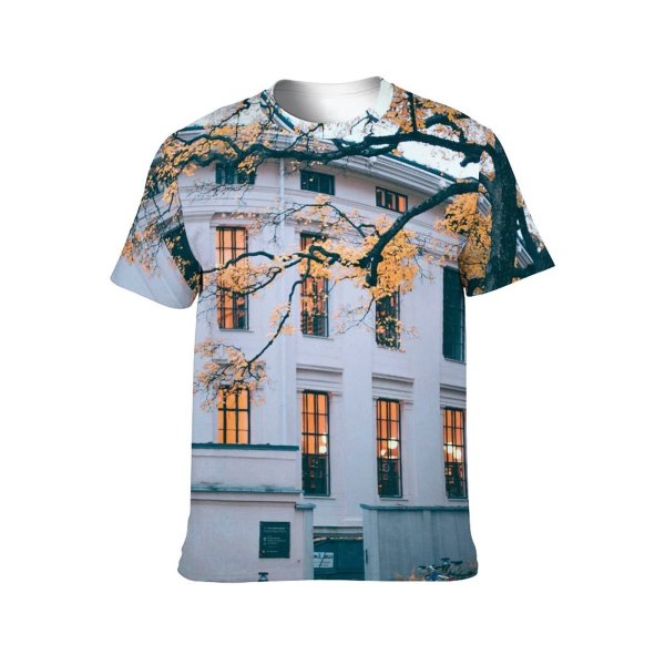 yanfind Adult Full Print T-shirts (men And Women) Aged Architecture Art Autumn Branch Building Bust City Daytime Entrance Exterior Facade
