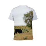 yanfind Adult Full Print T-shirts (men And Women) Agriculture Cattle Cloudy Countryside Cow Creature Farm Farmland Fauna Feed Field Grass