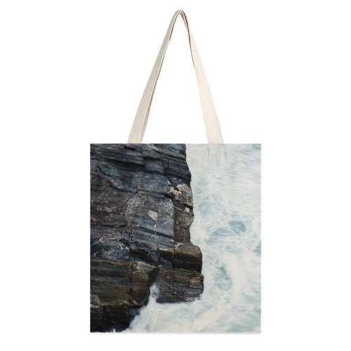 yanfind Great Martin Canvas Tote Bag Double Cliff Outdoors Ocean Sea Rock Promontory Grey Coast Shoreline River Waterfall white-style1 38×41cm
