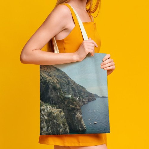 yanfind Great Martin Canvas Tote Bag Double Cliff Outdoors Amalfi Italy Ocean Coast Promontory Seaside Buildings Coastal Town Boat white-style1 38×41cm