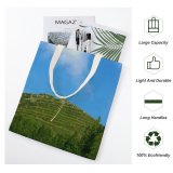 yanfind Great Martin Canvas Tote Bag Double Field Grassland Outdoors Mound Countryside Plant Tree Hill white-style1 38×41cm