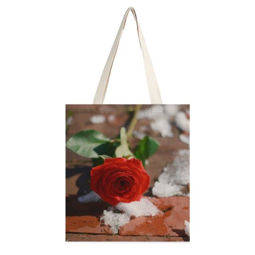 yanfind Great Martin Canvas Tote Bag Double Flower Plant Rose Petal Outdoors Stock white-style1 38×41cm