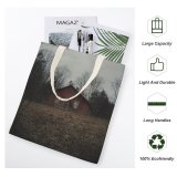 yanfind Great Martin Canvas Tote Bag Double Building Housing Outdoors Countryside Cabin Rural Hut Twain National Forest Birch Tree white-style1 38×41cm