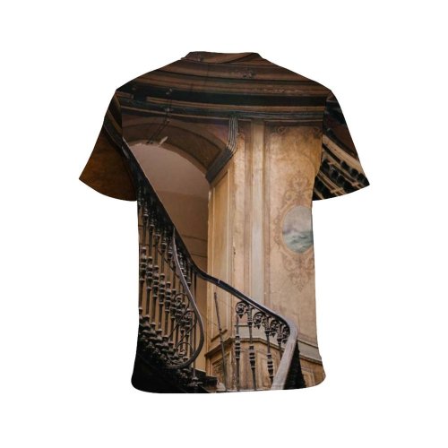 yanfind Adult Full Print T-shirts (men And Women) Aged Art Beam Building Ceiling Classic Construction Corridor Curve Decor Decoration Decorative