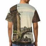 yanfind Adult Full Print T-shirts (men And Women) Ancient Architecture Boat Canal City Clouds Europe Facade Famous Gothic Grand