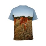 yanfind Adult Full Print T-shirts (men And Women) Agriculture Farming Bovine Cow Grass Calf Cattle Countryside Farm Farmland Field Grassland