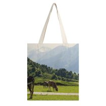 yanfind Great Martin Canvas Tote Bag Double Field Grassland Outdoors Cow Countryside Farm Rural Kyrgyzstan Pasture Meadow Grazing Ranch white-style1 38×41cm
