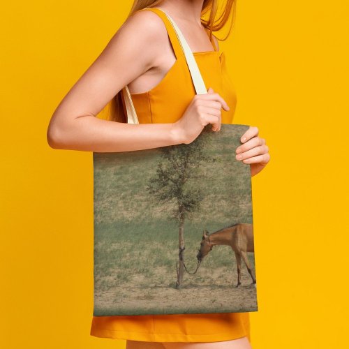 yanfind Great Martin Canvas Tote Bag Double Field Grassland Outdoors Horse Countryside Farm Rural Pasture Meadow Tharparkar Pakistan Ranch white-style1 38×41cm