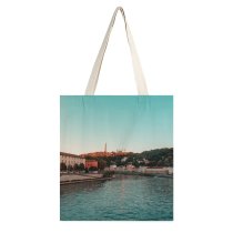 yanfind Great Martin Canvas Tote Bag Double Canal Outdoors Lyon France River Clear Sky Castle Hills Buildings Tree white-style1 38×41cm