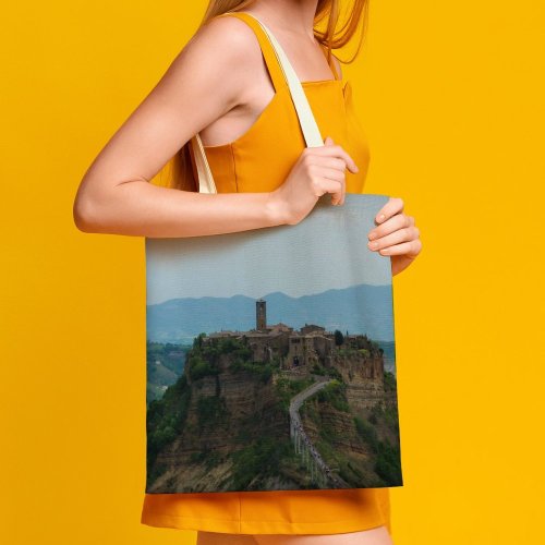 yanfind Great Martin Canvas Tote Bag Double Cliff Outdoors Scenery Civita Bagnoregio Italy Plateau Grey white-style1 38×41cm