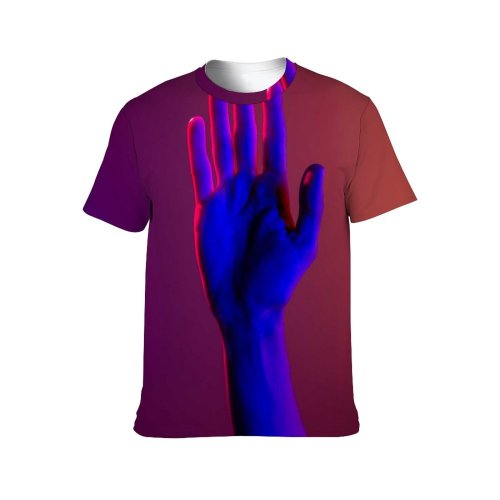 yanfind Adult Full Print T-shirts (men And Women) Communication Space Departure Electric Light Fingers Friendly Gesture Goodbye Hands