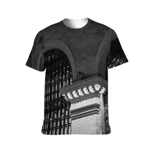 yanfind Adult Full Print T-shirts (men And Women) America Arched Architecture Attract Building Bw City Column Construction Decor Destination