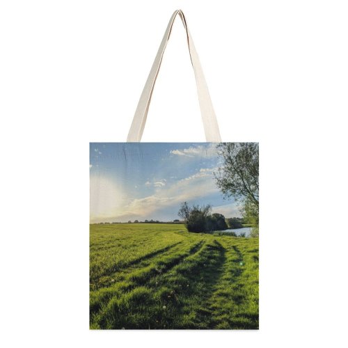 yanfind Great Martin Canvas Tote Bag Double Field Grassland Outdoors Countryside Grass Plant Farm Rural Meadow Land Somerset Summer white-style1 38×41cm