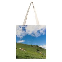 yanfind Great Martin Canvas Tote Bag Double Cattle Cow Field Grassland Outdoors Meadow Dolomites Italy Countryside Farm Pasture Rural white-style1 38×41cm