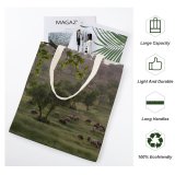 yanfind Great Martin Canvas Tote Bag Double Field Grassland Outdoors Countryside Farm Grazing Meadow Pasture Ranch Rural Khorram Abad white-style1 38×41cm