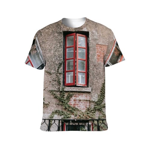 yanfind Adult Full Print T-shirts (men And Women) Aged Apartment Architecture Brick Building City Cityscape Colorful Concrete Construction Crumble Damage