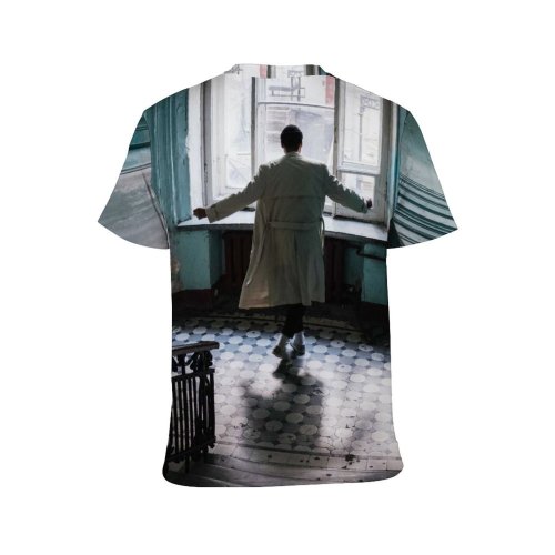 yanfind Adult Full Print T-shirts (men And Women) Aged Anonymous Architecture Banister Beige Damaged Dancing Downstairs Flight Stairs Handrail